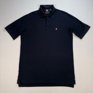 Victorinox‎ Polo Men's S Black 60's 2 Ply Mercerized Pima Cotton Logo Shirt
